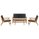 vidaXL Chaises de jardin 4 Pièces Bois d'acacia massif Noir