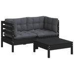Salon de jardin meuble d'extérieur ensemble de mobilier 3 pièces avec coussins anthracite bois de pin 02_0015918