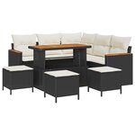 Ensemble de Canapé de Jardin vidaXL 9 pièces avec Coussins Noir Poly Rattan Acacia