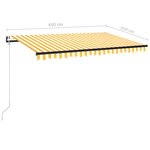 vidaXL Auvent rétractable automatique 450x350 cm Jaune et blanc
