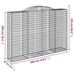 vidaXL Paniers à gabions arqués 5 Pièces 300x50x200/220 cm fer galvanisé
