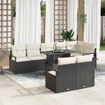 Ensemble de 9 pièces de canapé de jardin avec coussins en poly rotin noir
