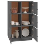 vidaXL Buffet haut Gris 67x40x108 5 cm Bois massif de pin