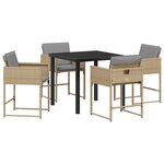 vidaXL Ensemble de salle à manger de jardin 5 pièces avec coussins beige rattan poly
