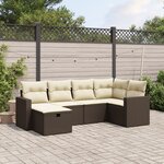 vidaXL Salon de jardin avec coussins 6 Pièces marron résine tressée