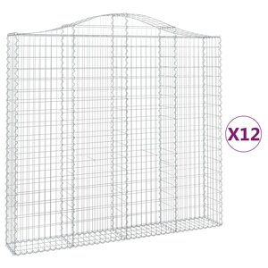 vidaXL Paniers à gabions arqués 12 Pièces 200x30x180/200 cm Fer galvanisé