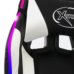 Chaise fauteuil siège pivotante de bureau informatique étude de jeux vidéo avec LED RVB et similicuir blanc 02_0024197