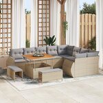 Ensemble 12 pièces de canapés de jardin avec coussins Beige Poly rotin Acacia
