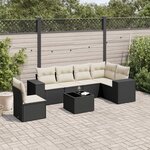 vidaXL Salon de jardin 7 Pièces avec coussins noir résine tressée
