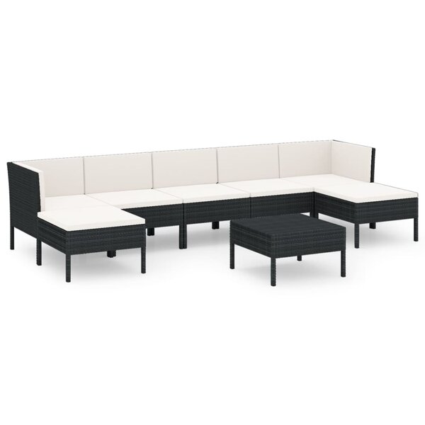 vidaXL Salon de jardin 8 Pièces avec coussins résine tressée noir