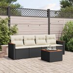 vidaXL Salon de jardin 5 Pièces avec coussins noir résine tressée