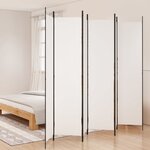 vidaXL Cloison de séparation 6 panneaux Blanc 300x220 cm Tissu