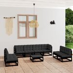 vidaXL Salon de jardin 9 Pièces avec coussins Bois de pin massif
