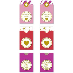 Etiquettes autocollantes Made with love - Rose-rouge