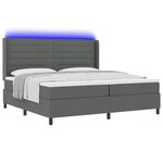 Lit Box Spring vidaXL avec Matelas & LED Grise Foncée 200x200 cm Tissu