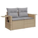 vidaXL Ensemble de Sofa de Jardin 10 Pièces avec Coussins Beige Poly Rotin Acacia