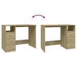 Bureau table poste de travail meuble d'ordinateur informatique étude avec tiroirs chêne sonoma 102 x 50 x 76 cm bois d'ingénierie brun 02_0023468