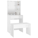 vidaXL Ensemble de coiffeuse avec LED Blanc brillant Bois d'ingénierie