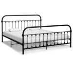 vidaXL Cadre de lit sans matelas avec tête de lit noir 180x200 cm