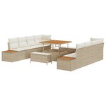 Ensemble de Canapés de Jardin 11 Pièces avec Coussins Beige Rattan Acacia