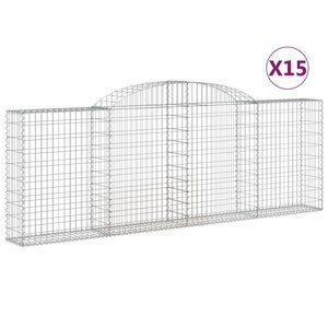 vidaXL Paniers à gabions arqués 15 Pièces 300x30x100/120 cm fer galvanisé