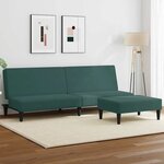 vidaXL Canapé-lit à 2 places avec repose-pied vert foncé velours