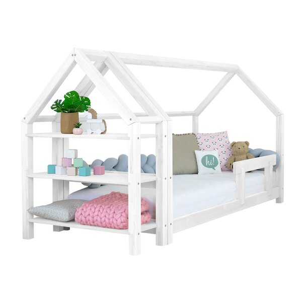 Lit cabane avec étagère 90 x 190 blanc