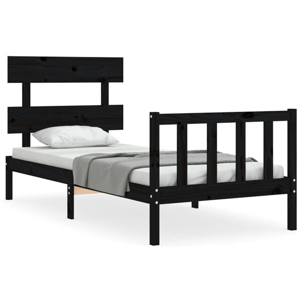 vidaXL Cadre de lit sans matelas noir bois de pin massif