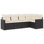 vidaXL Salon de jardin 5 Pièces avec coussins noir résine tressée
