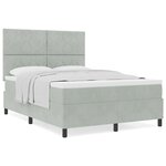Lit Box Spring vidaXL avec Matelas Gris Clair 140x190 cm Velours