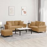 vidaXL Ensemble de canapés 3 Pièces avec coussins marron velours