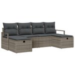 Ensemble de Canapés de Jardin de 6 Pièces avec Coussins Gris Rattan Poly