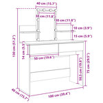 vidaXL Coiffeuse avec LED blanc 100x40x130 cm