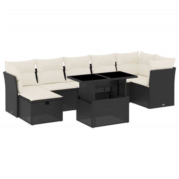vidaXL Salon de jardin 8 Pièces avec coussins noir résine tressée