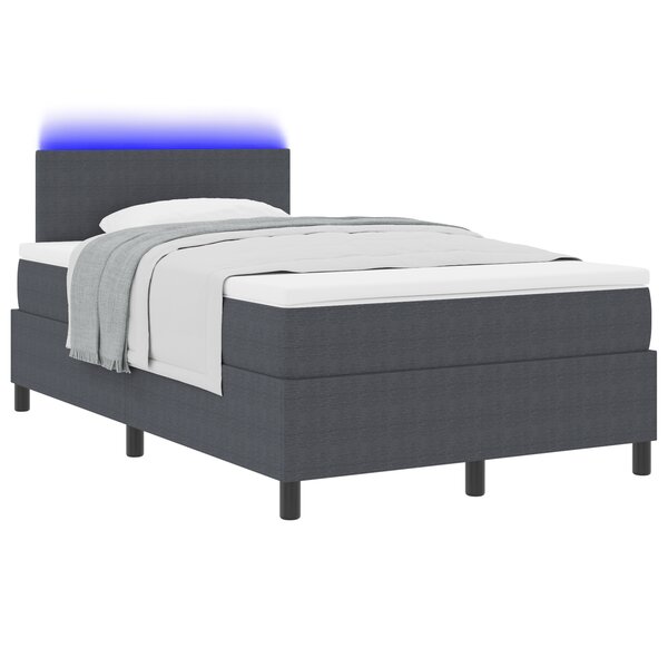 vidaXL Lit à Sommier avec Matelas & LED Gris Foncé 120x200 cm Tissu CORDUROY