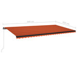 vidaXL Auvent manuel rétractable 600x350 cm Orange et marron