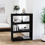 vidaXL Bibliothèque/Séparateur de pièce Noir 80x30x103 5 cm Pin massif