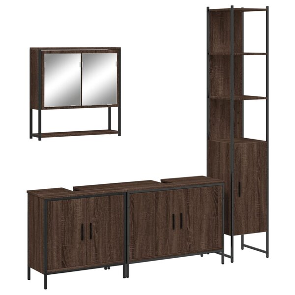 vidaXL Ensemble de meubles de salle de bain 4 Pièces Chêne marron