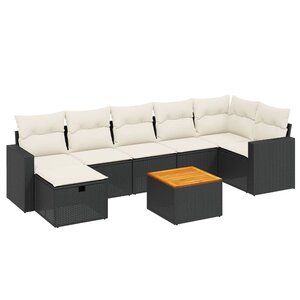 vidaXL Salon de jardin 8 Pièces avec coussins noir résine tressée