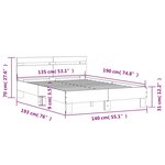 vidaXL Cadre de lit avec tête de lit sonoma gris 135x190 cm