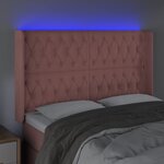 vidaXL Tête de lit à LED Rose 163x16x118/128 cm Velours