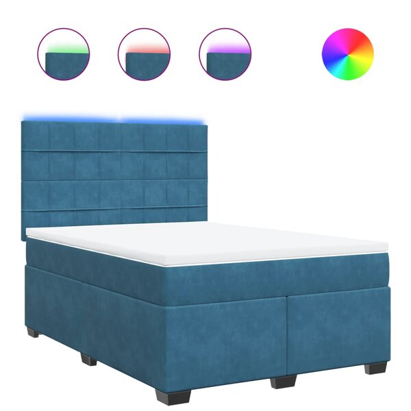 vidaXL Sommier à lattes de lit et matelas bleu 140x200 cm velours