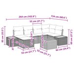 vidaXL Ensemble de Canapé de Jardin 7 Pièces avec Coussins Noir Poly Rattan Acacia