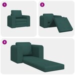vidaXL Canapé Lit au Sol 2-en-1 Vert Foncé 98x71x83 cm Tissu