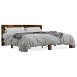 vidaXL Cadre de lit sans matelas chêne fumé 200x200 cm
