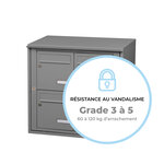 Bloc collectif Leabox  2x2  grade 3  simple face  extérieur  fixation murale  gris poussière ral 7037 finition brillante