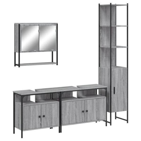 vidaXL Ensemble de meubles de salle de bain 4 Pièces Sonoma gris