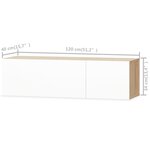 vidaXL Meuble TV bois d’ingénierie 120x40x34cm Chêne et blanc brillant