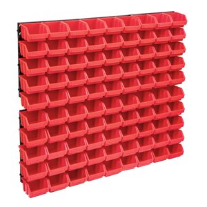 vidaXL Kit de bacs de stockage et panneaux muraux 96 Pièces Rouge et noir