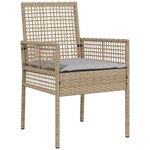Ensemble de salle à manger de jardin vidaXL 5 pièces avec coussins en poly rattan beige